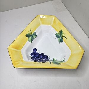 Herend Village Pottery Vineyard Grapes triangular vegetable bowl or platter